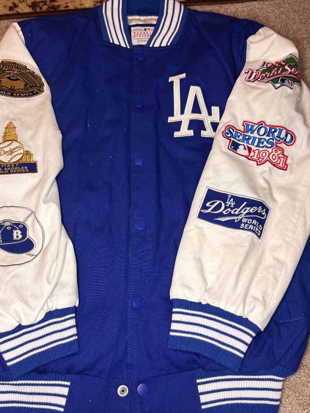 LA Dodgers Varsity World Series Patchwork Jacket Genuine Merchandise Medium